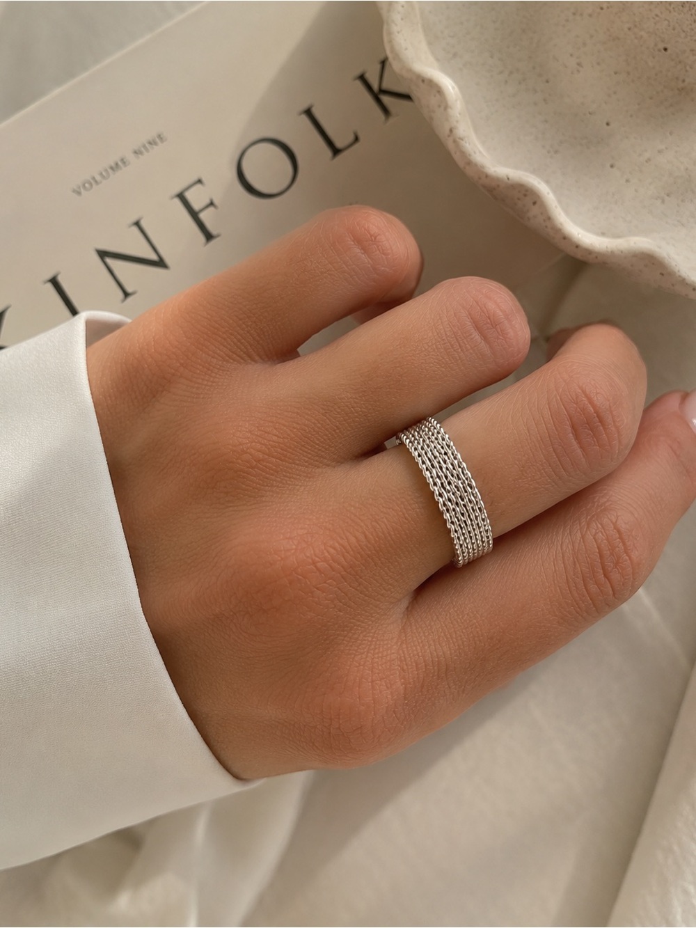 Silver Mesh Chain Ring Stainless